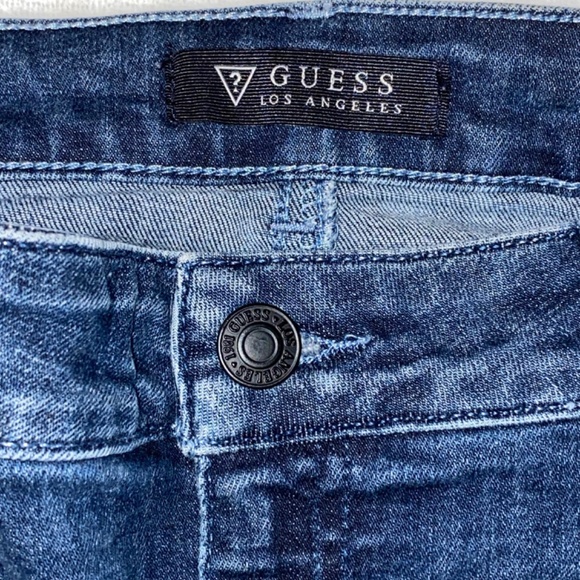 GUESS Size 27 Dark Wash Denim Mini Skirt W/Blazk Zipper Accents - Picture 3 of 9